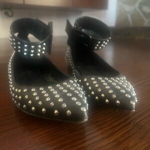 Saint Laurent Black Flats with Silver Studs